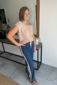 Miranda One Shoulder Knitted Top - Beige