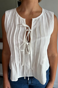 Marli Pleated Top - White