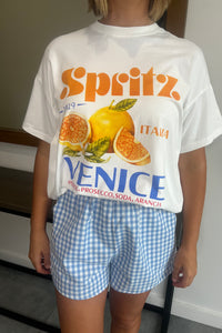 Spritz Venice Tshirt and Short Set - Blue and White Gingham