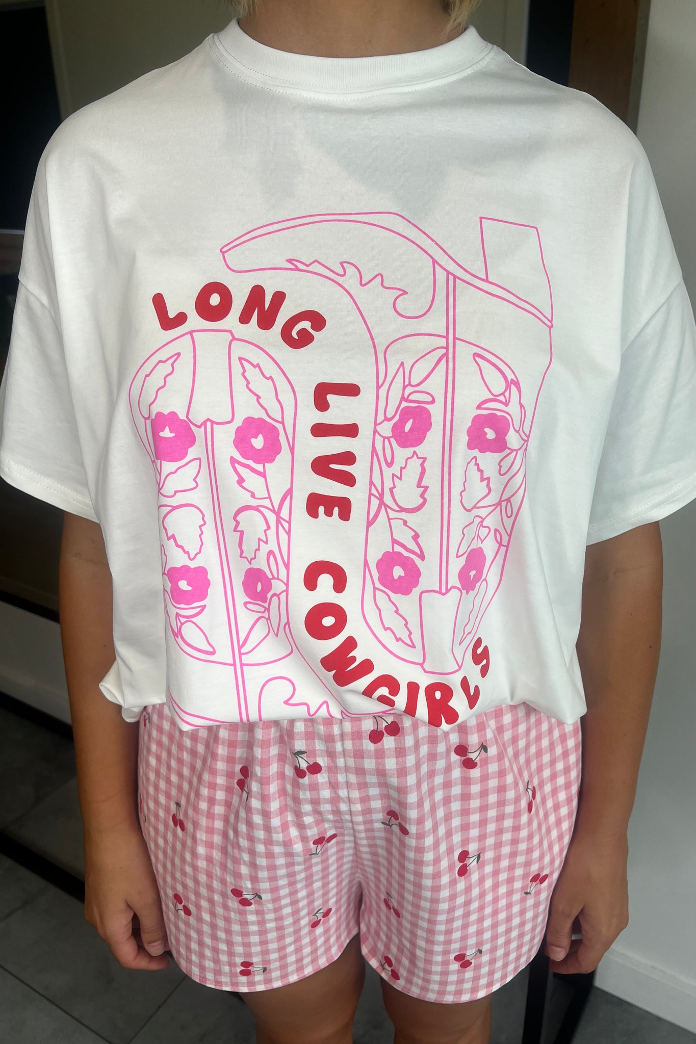 Long Live Cowgirls Tshirt and Short Set - Pink