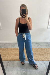 Racer Denim Pants - Red Stars Dark Blue
