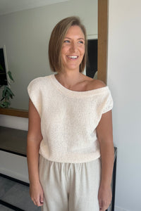 Miranda One Shoulder Knitted Top - White
