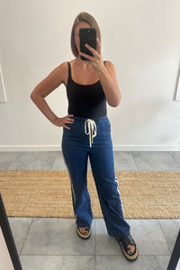 Racer Denim Pants - Dark Blue