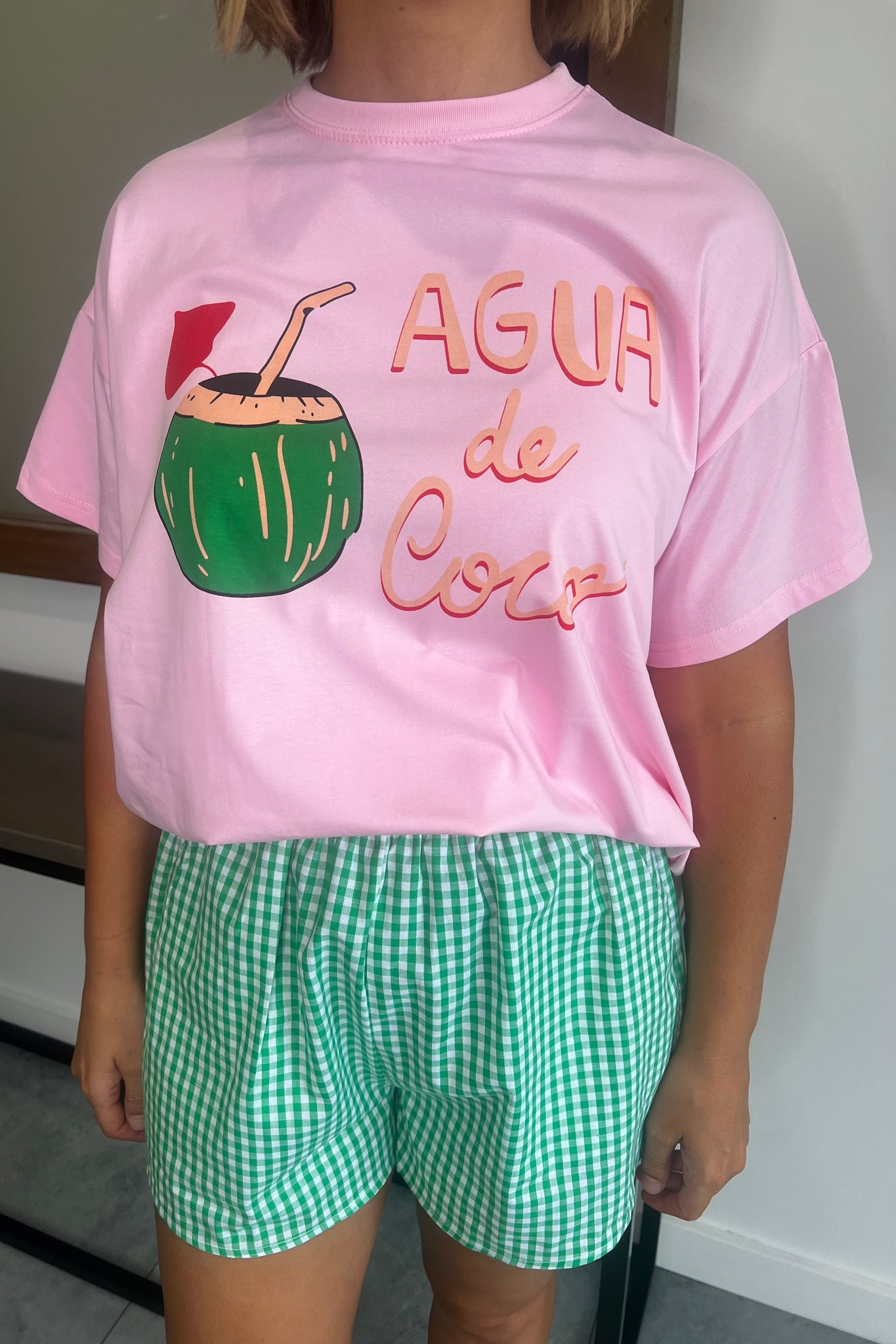 Agua de Coco Tshirt and Short Set - Pink and Green