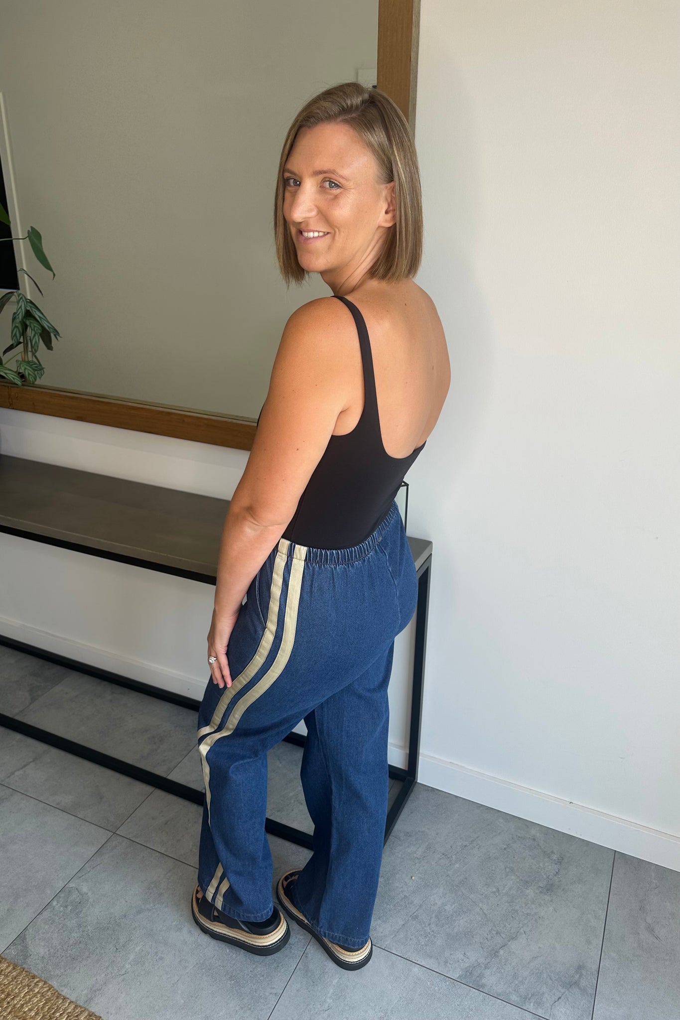 Racer Denim Pants - Dark Blue