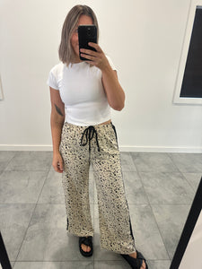 Leopard Racer Pants - Beige