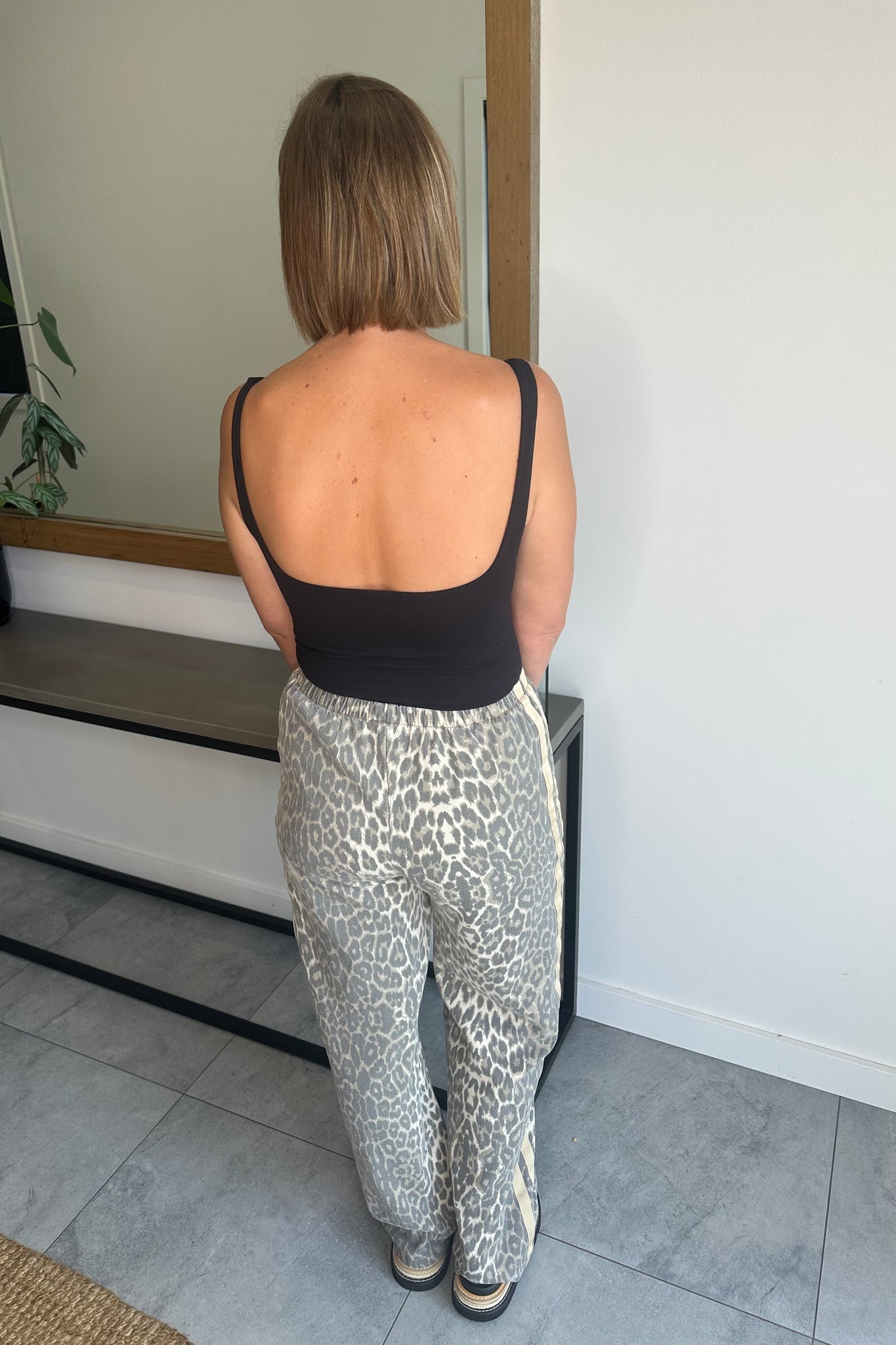 Racer Denim Pants - Light Leopard