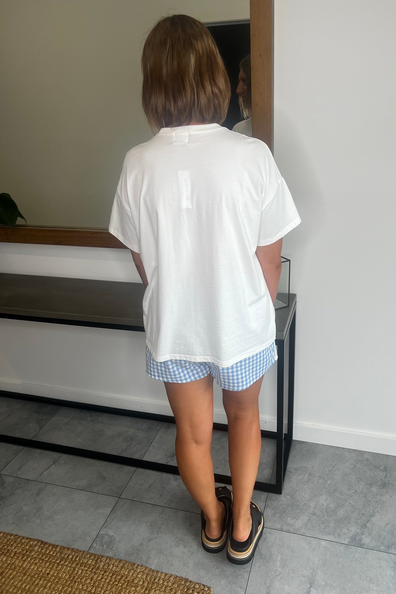 Spritz Venice Tshirt and Short Set - Blue and White Gingham