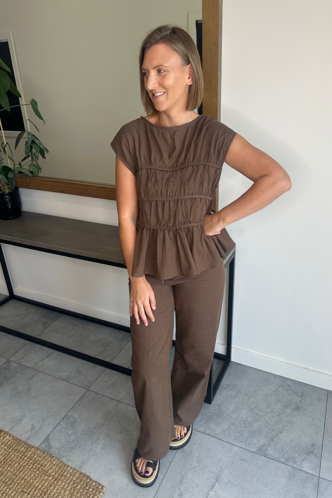 Clara Pant Set - Brown